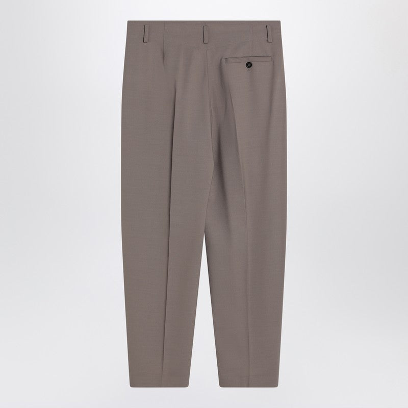 Dove-coloured Wool-blend Trousers
