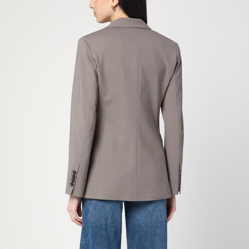 Single-breasted Jacket In Taupe Colour