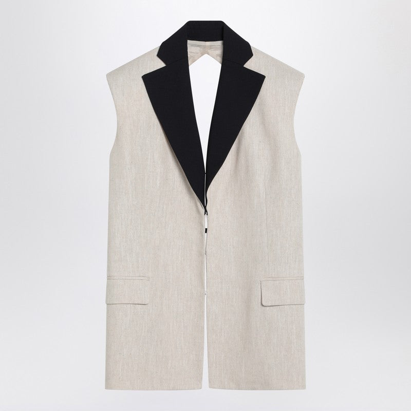 Linen Waistcoat With Open Back