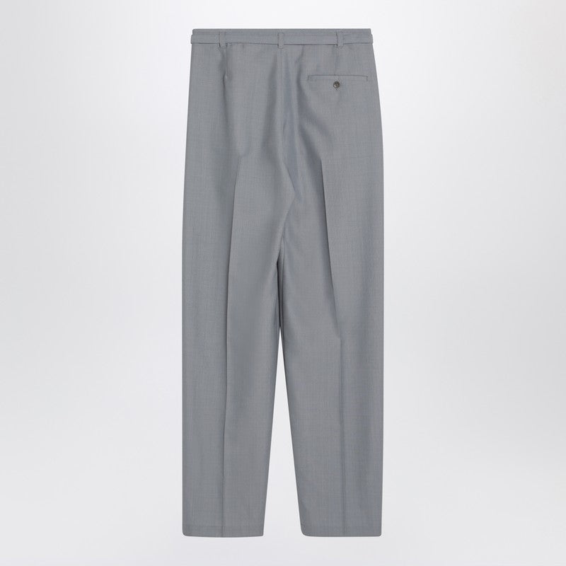 Grey Mélange Trousers With Belt