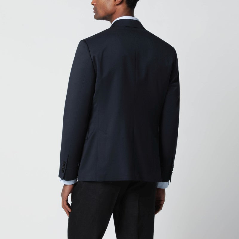 Blue double-breasted wool jacket