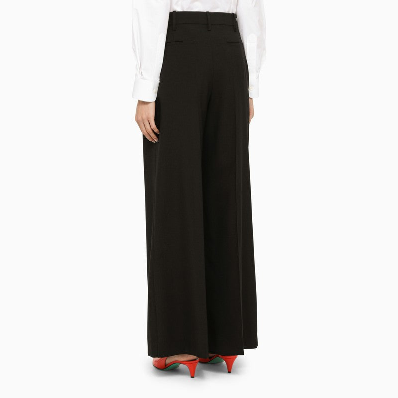 Black Wool Palazzo Trousers
