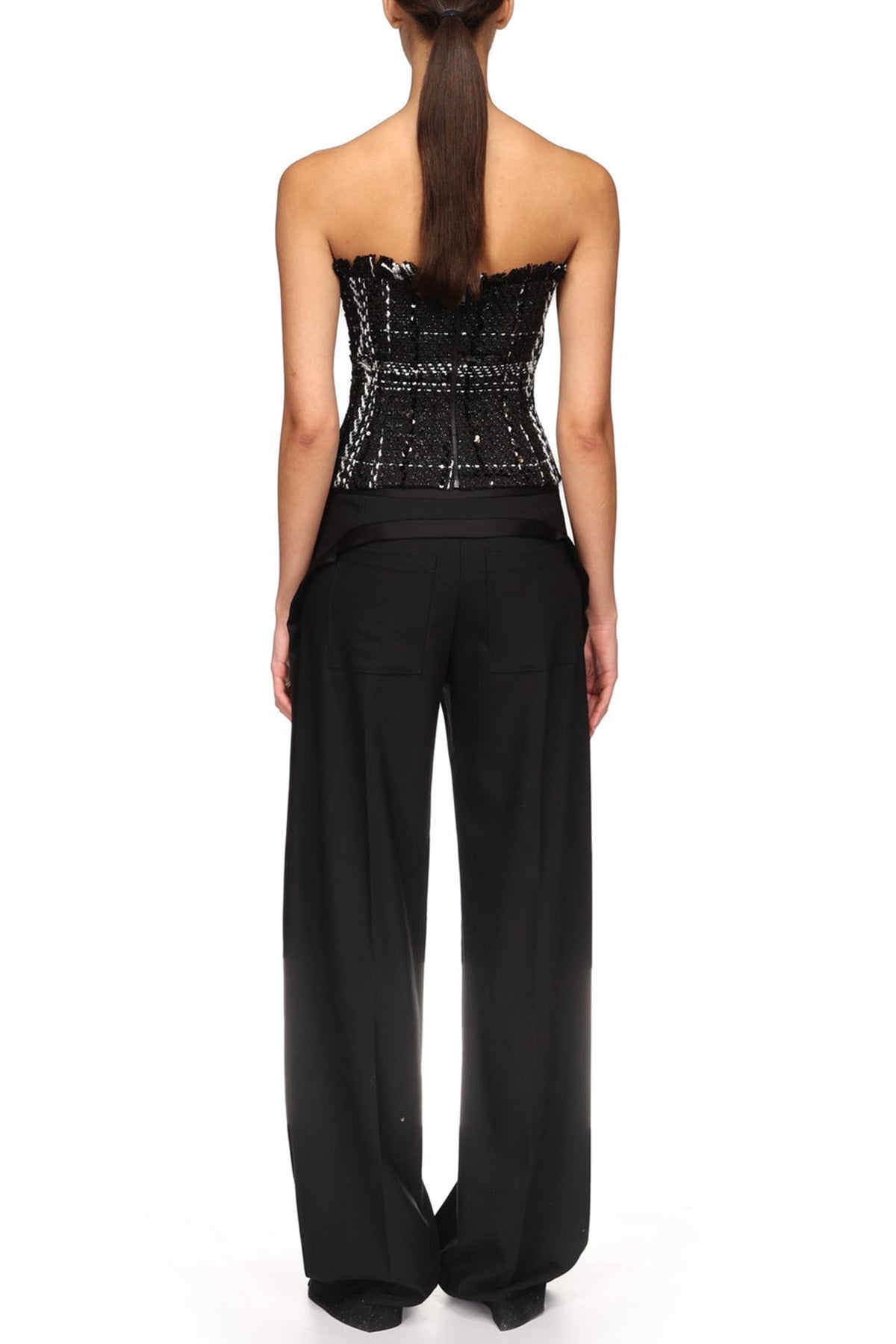 Wide Leg Trousers With Satin Bow Detail