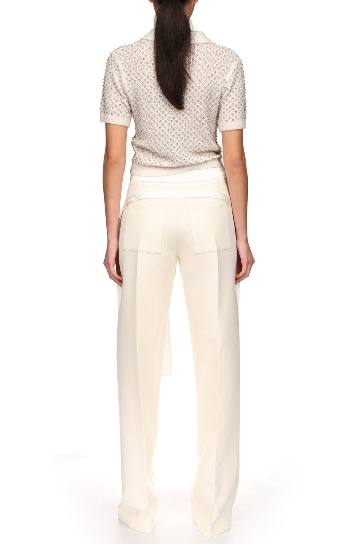 Wide Leg Trousers With Satin Bow Detail
