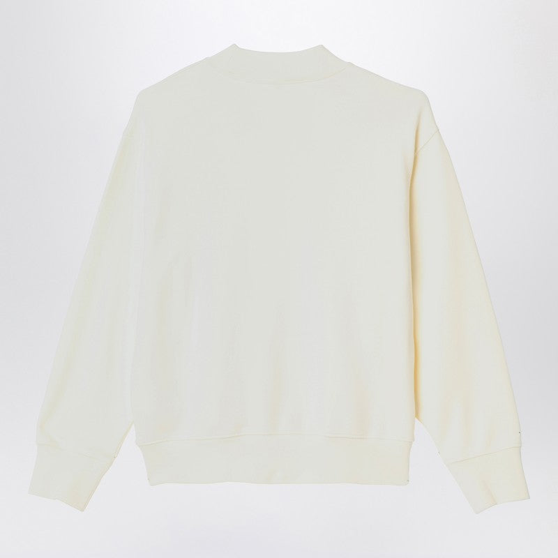 Ivory Cotton Sweatshirt With Logo Print