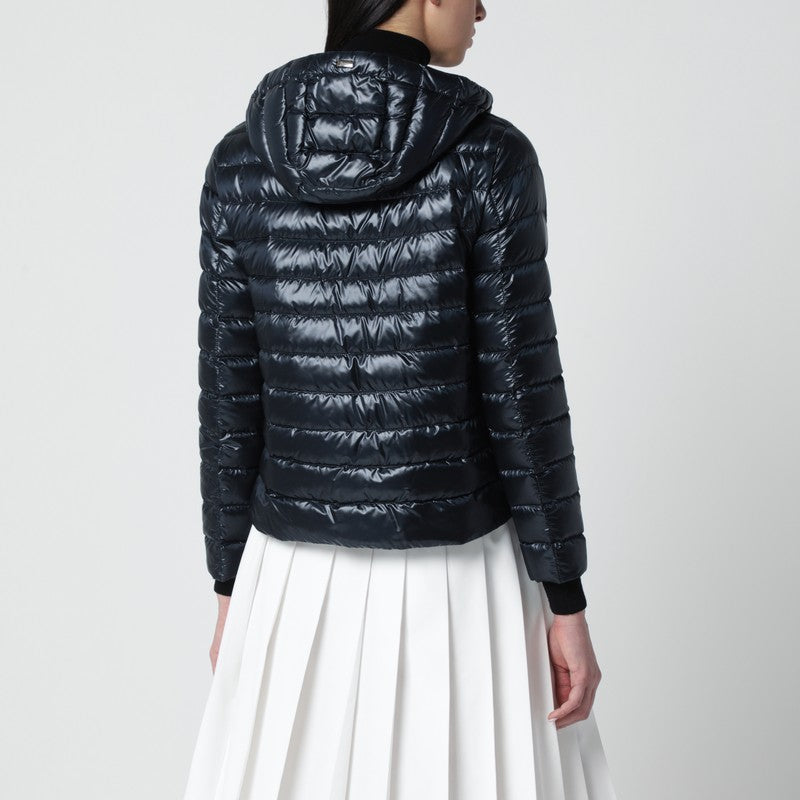 Navy blue ultralight nylon puffer jacket