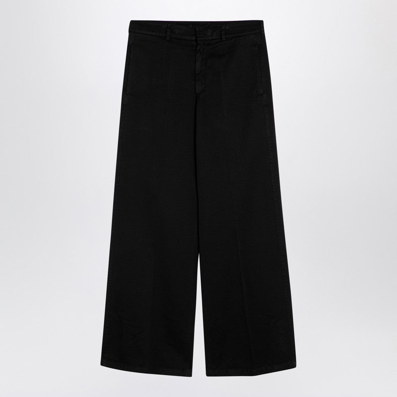 Black Cotton Wide Trousers