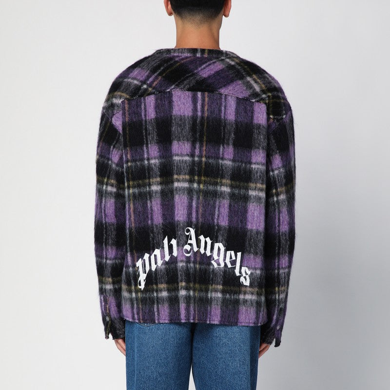 Over Shirt In Violet Check Wool