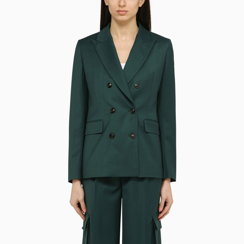 Forest green double-breasted jacket in wool