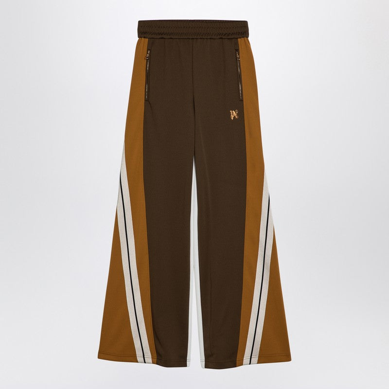 Brown/Ochre Colour-Block Wide Trousers