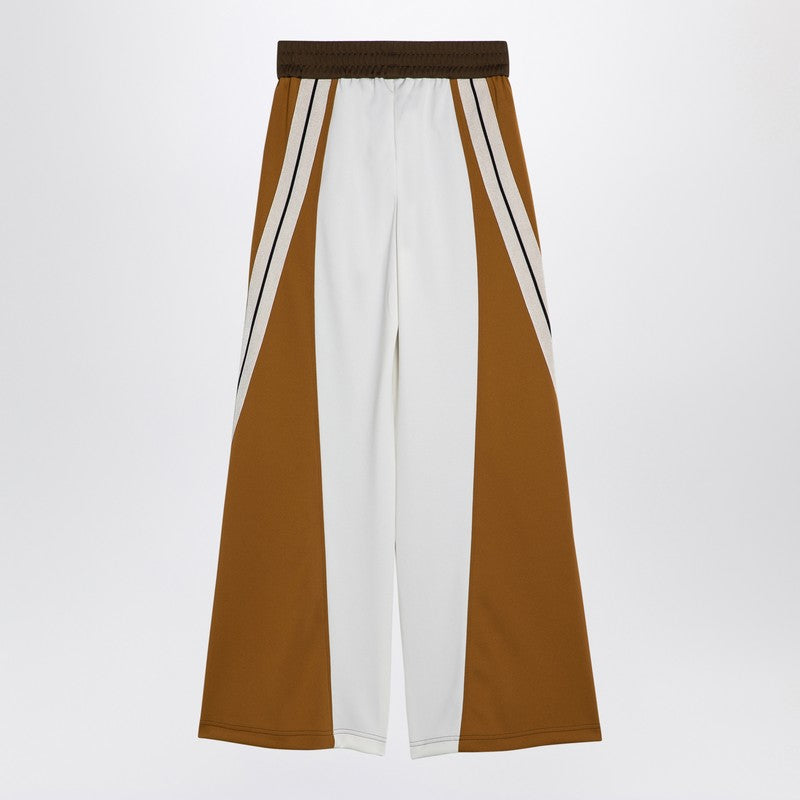 Brown/Ochre Colour-Block Wide Trousers
