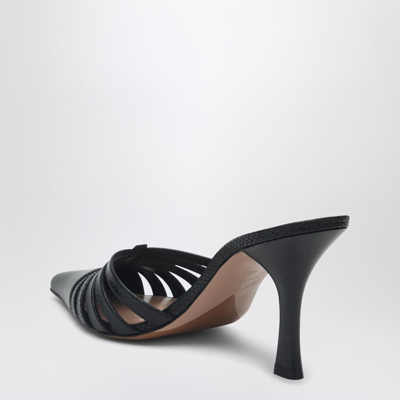 Black Leather Mule Nadia
