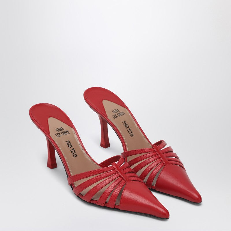 Red Leather Mule Nadia