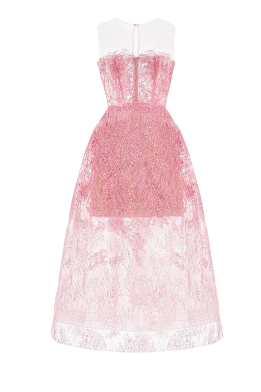 PINK BEADED LACE DRESS