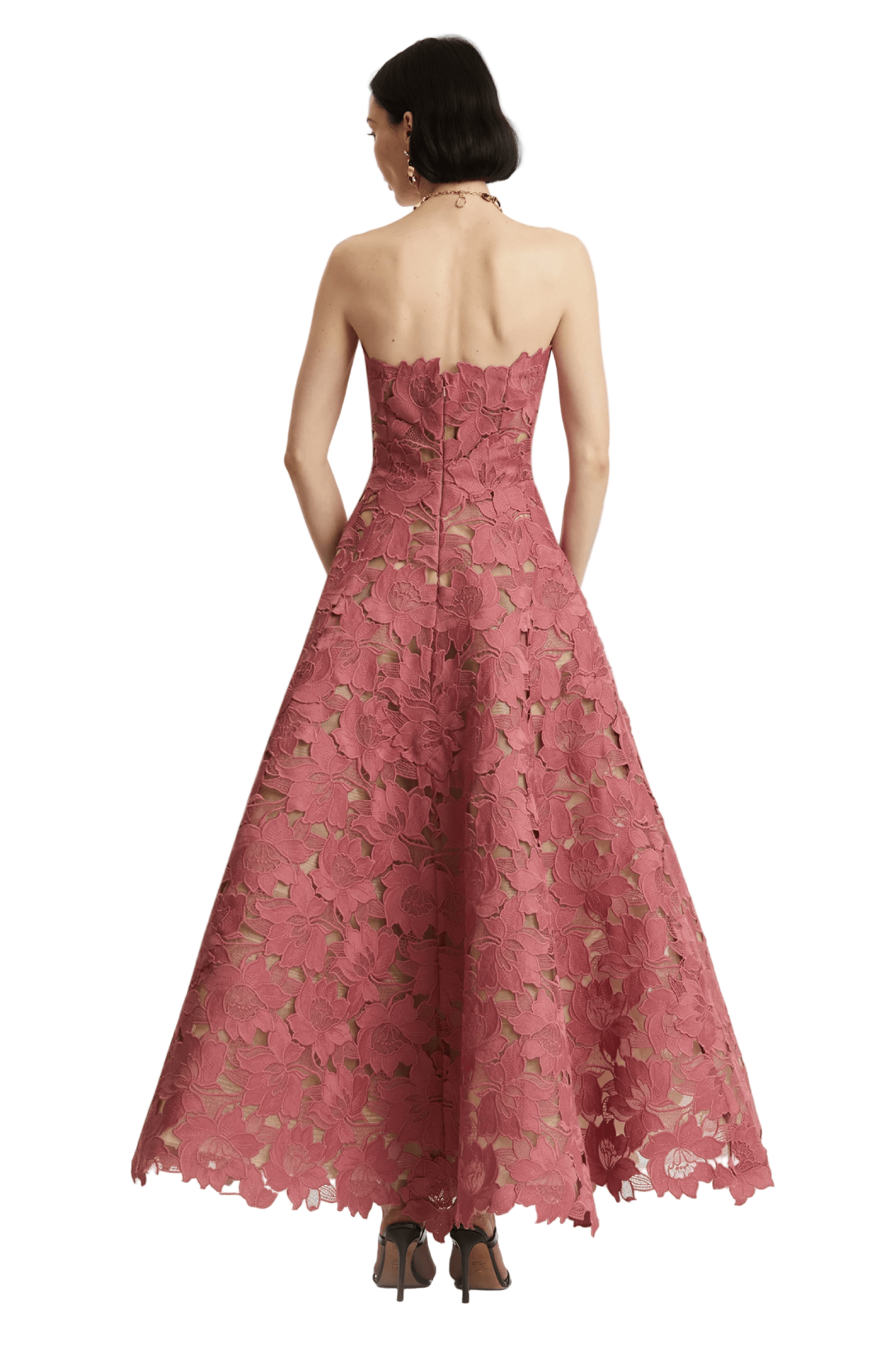 PISTACHIO GUIPURE TEA LENGTH GOWN