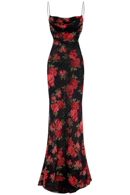 PRINTED CHIFFON MAXI DRESS