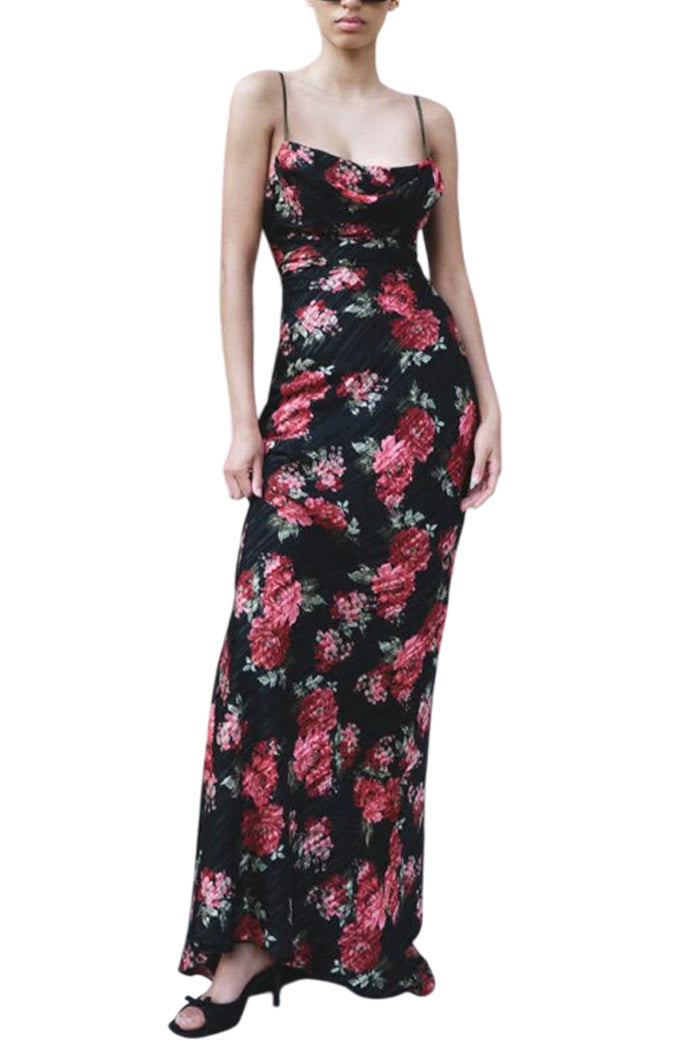 PRINTED CHIFFON MAXI DRESS