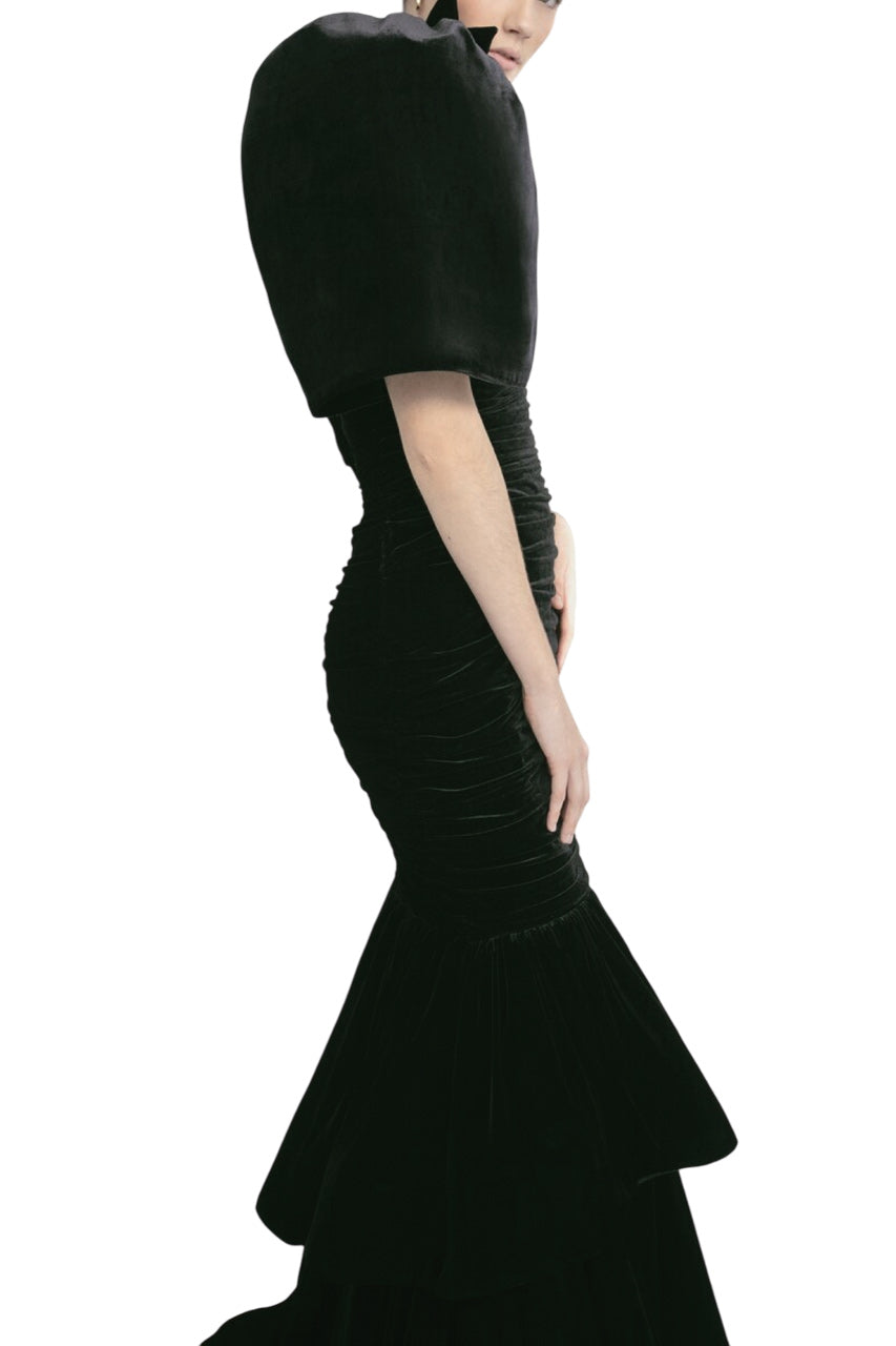 PUFF SLEEVE BLOUSE WITH FLARED SKIRT
