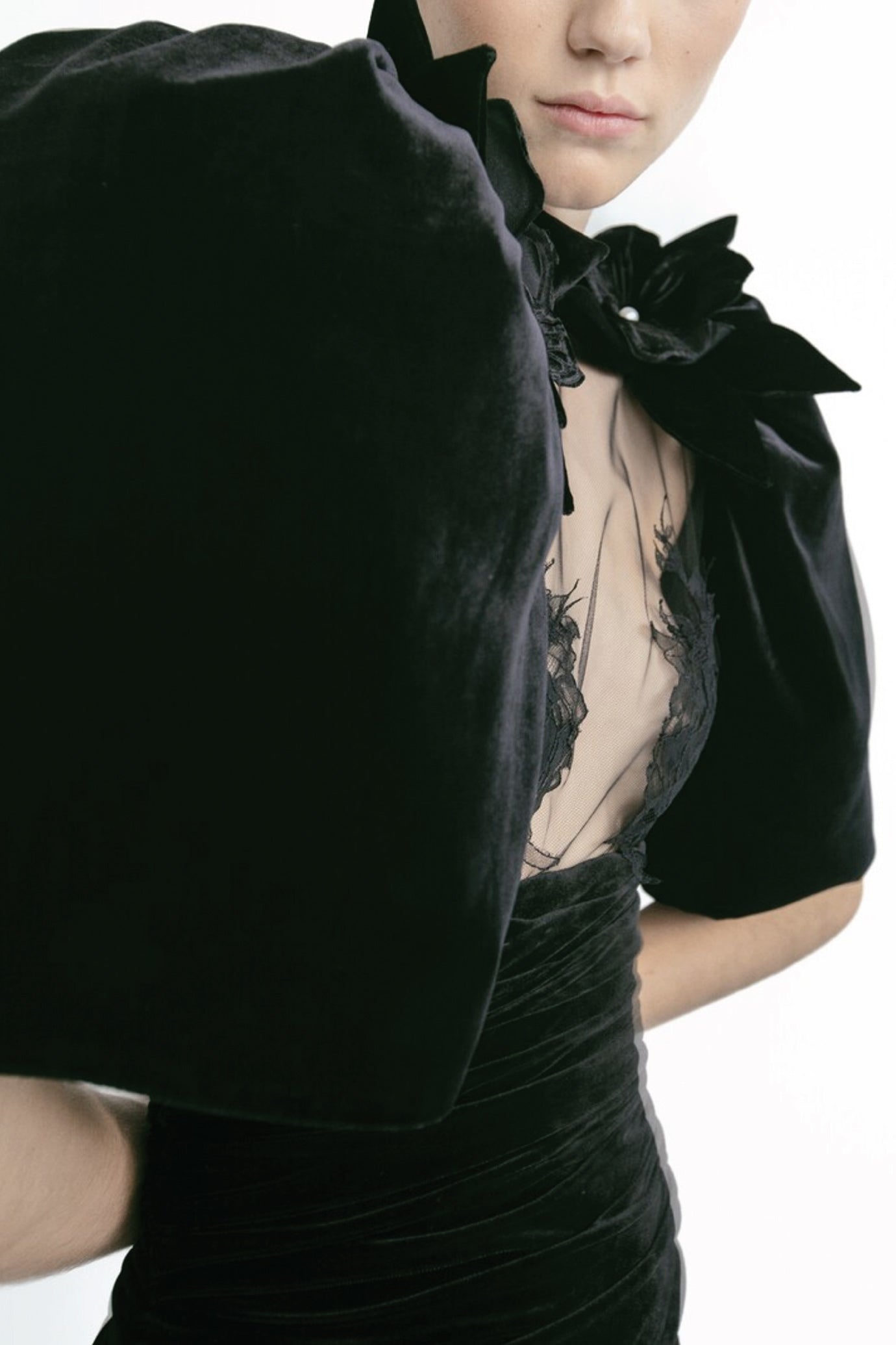 PUFF SLEEVE BLOUSE WITH FLARED SKIRT