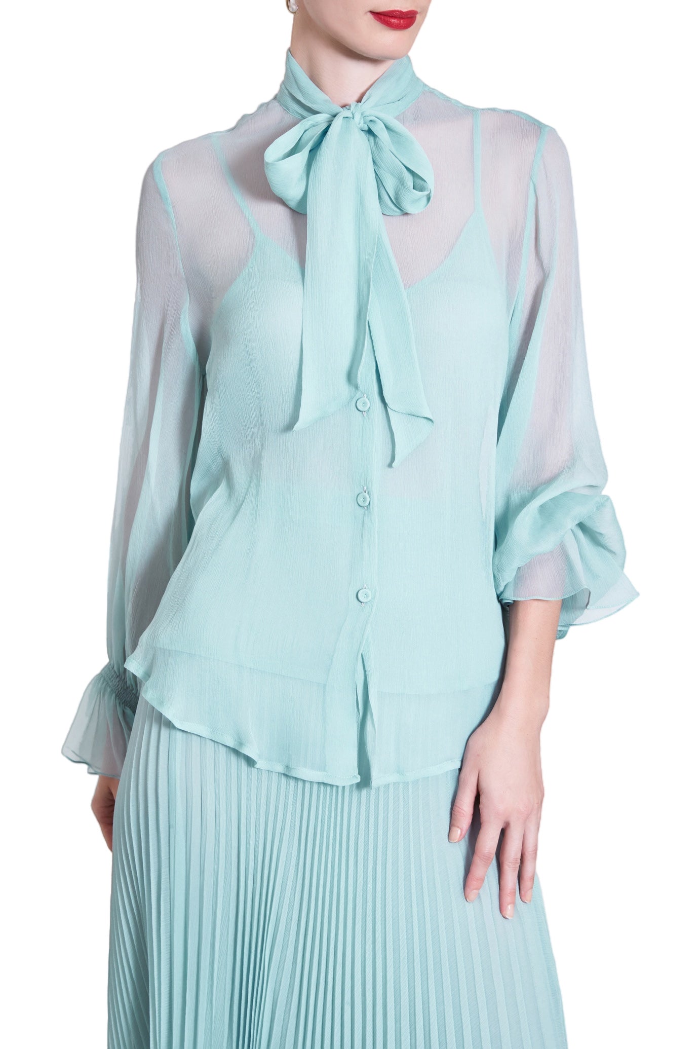 PUSSY BOW CHIFFON SHIRT