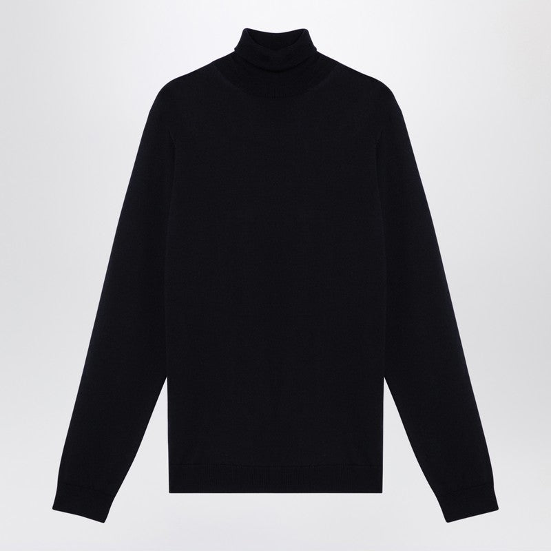 Navy Merino Wool Turtleneck Sweater