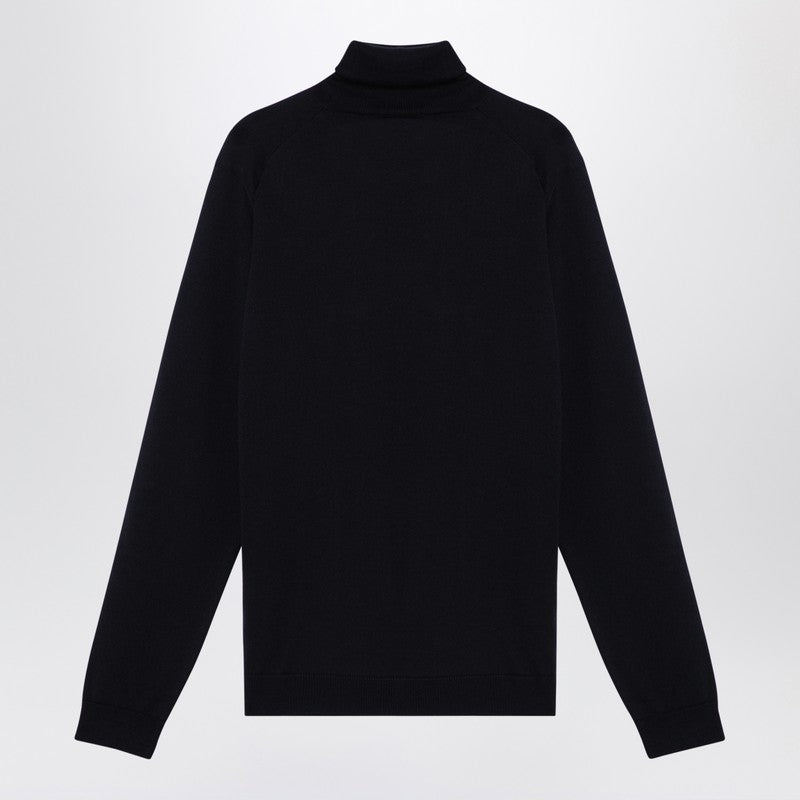 Navy Merino Wool Turtleneck Sweater