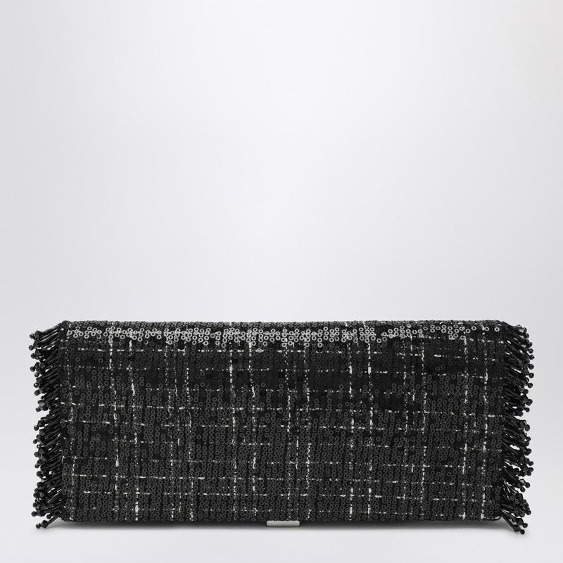 Black Pilgrim clutch bag with micro sequins