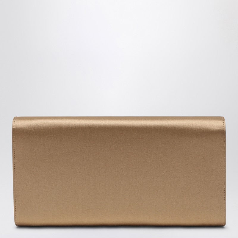 Beige Satin Efflorescence Clutch Bag With Buckle