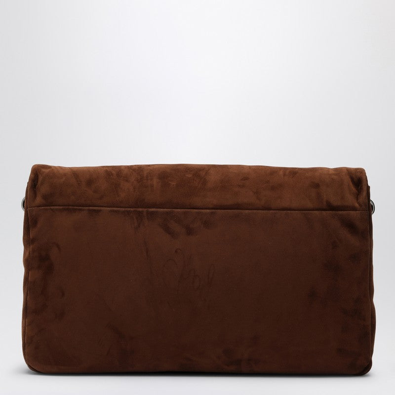 Brown Suede Viv'' Choc Leather Shoulder Bag