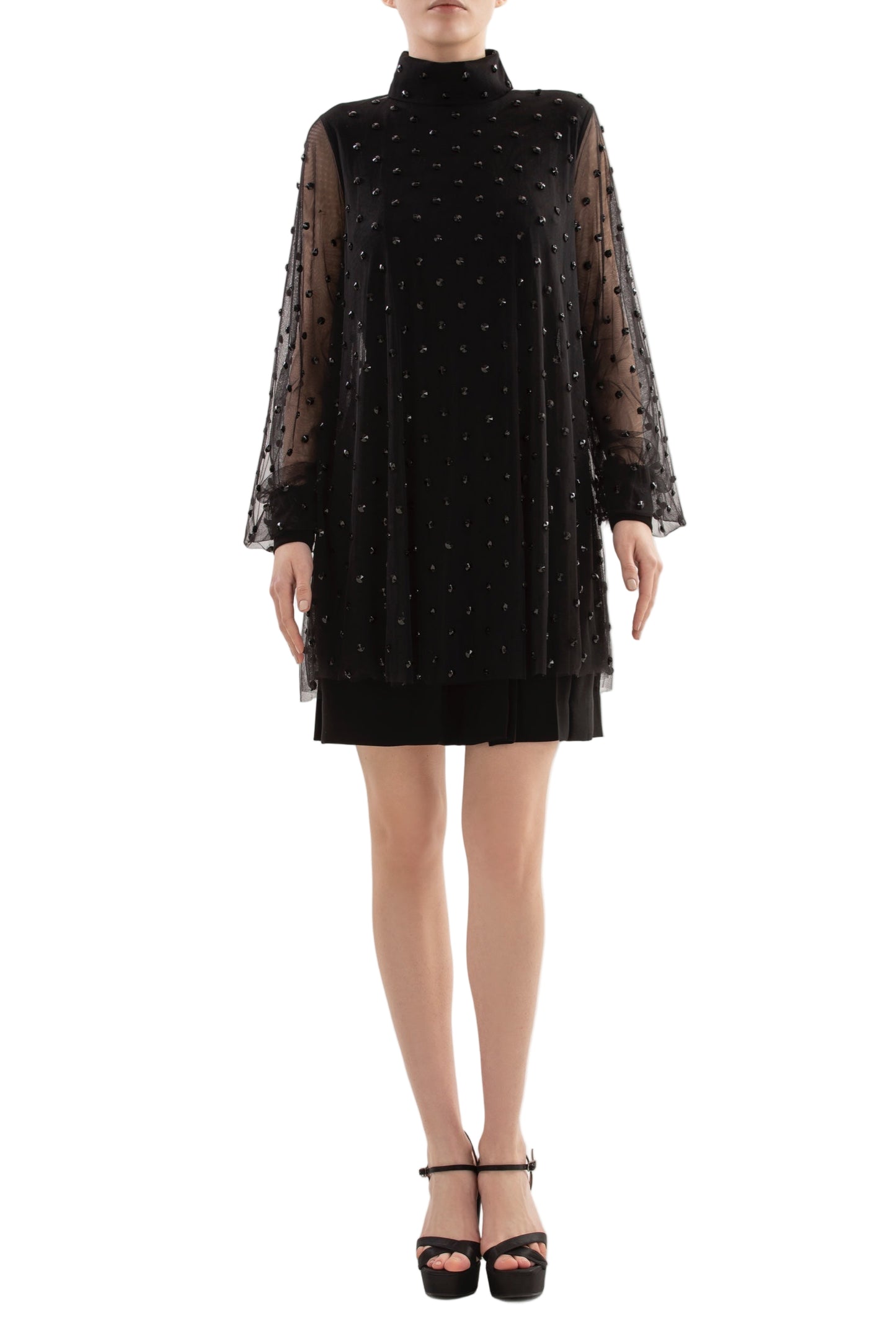 beaded short dressrtwfw24-34jetblack34