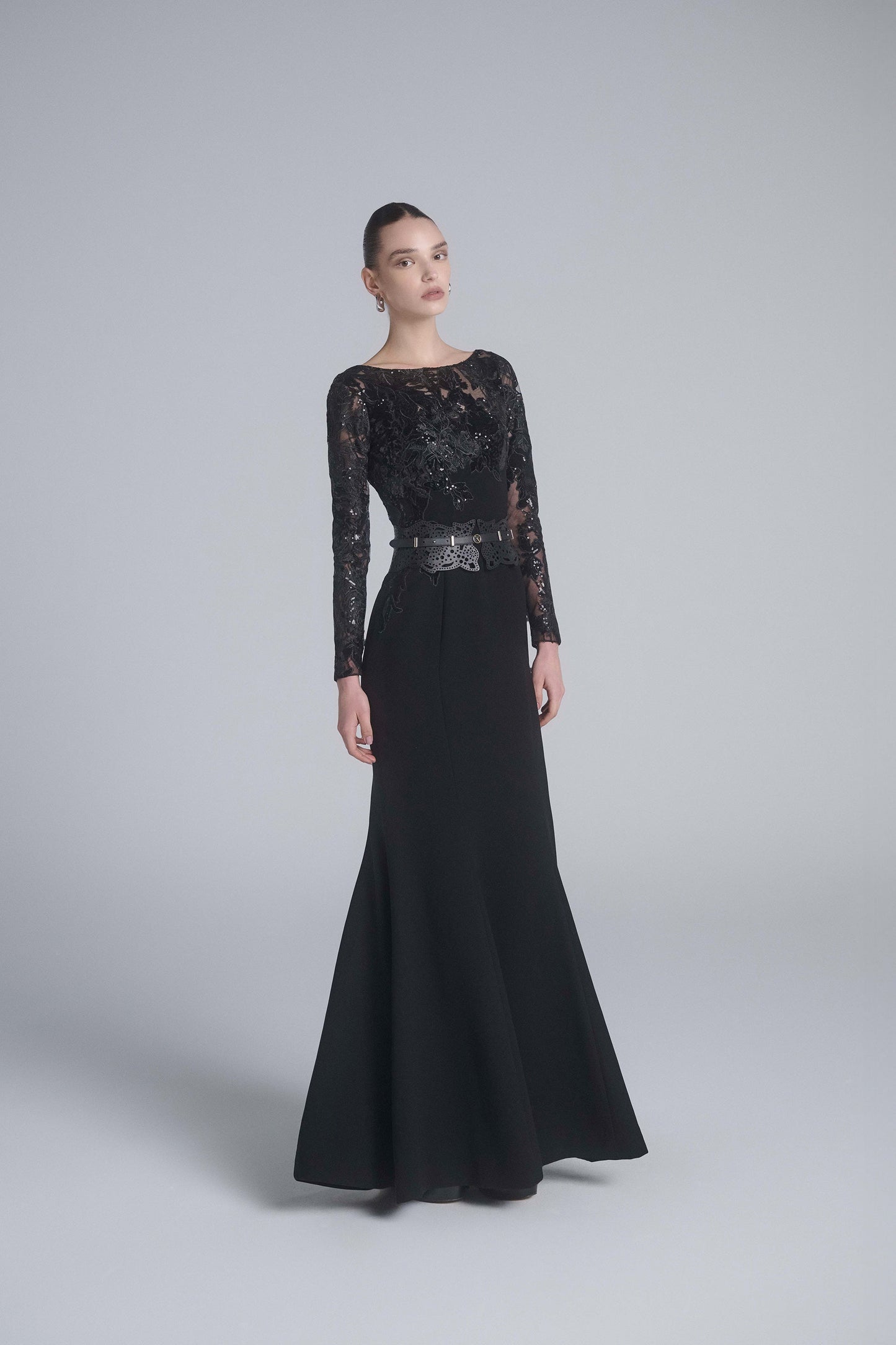 Embroidered Crepe Dress