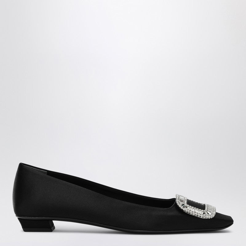 Belle Vivier Black Satin Ballerina