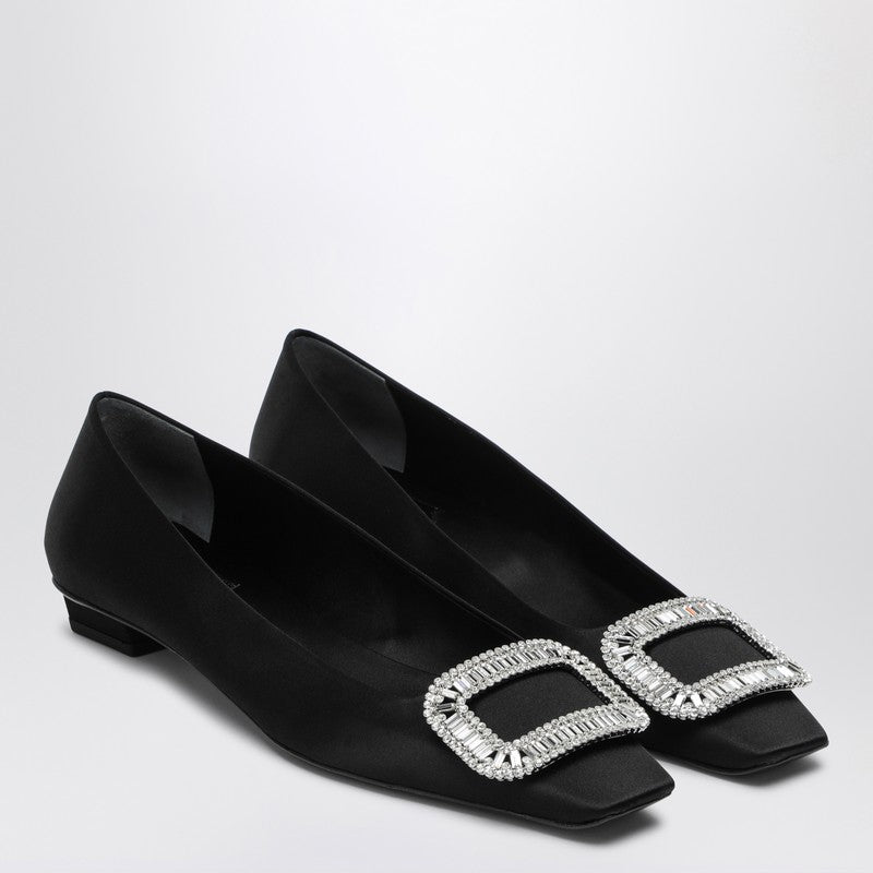 Belle Vivier Black Satin Ballerina