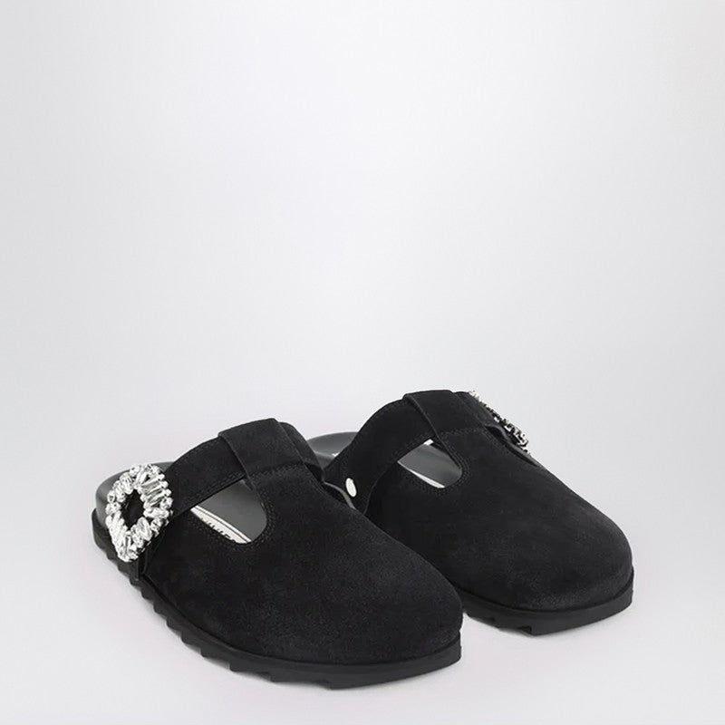 Black suede Mule Slidy Viv