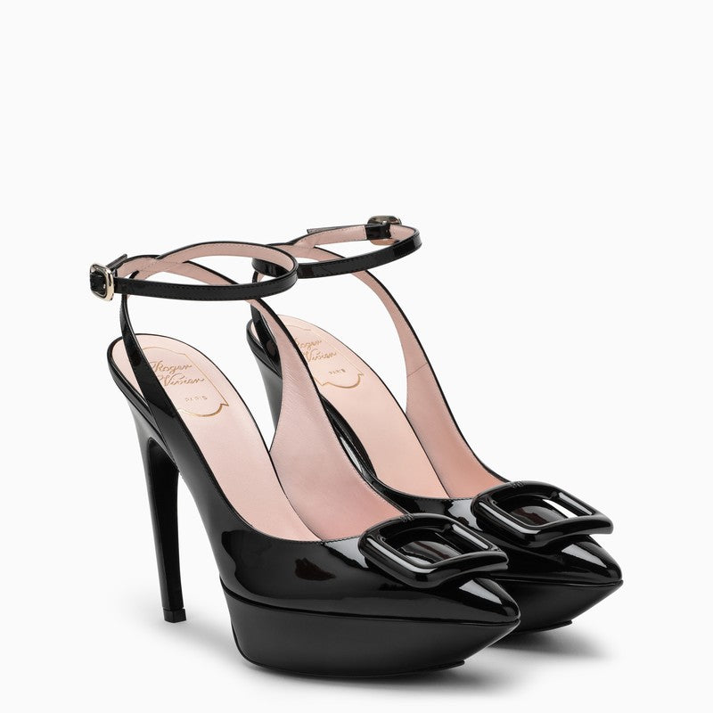 High Black Patent Leather Sandal