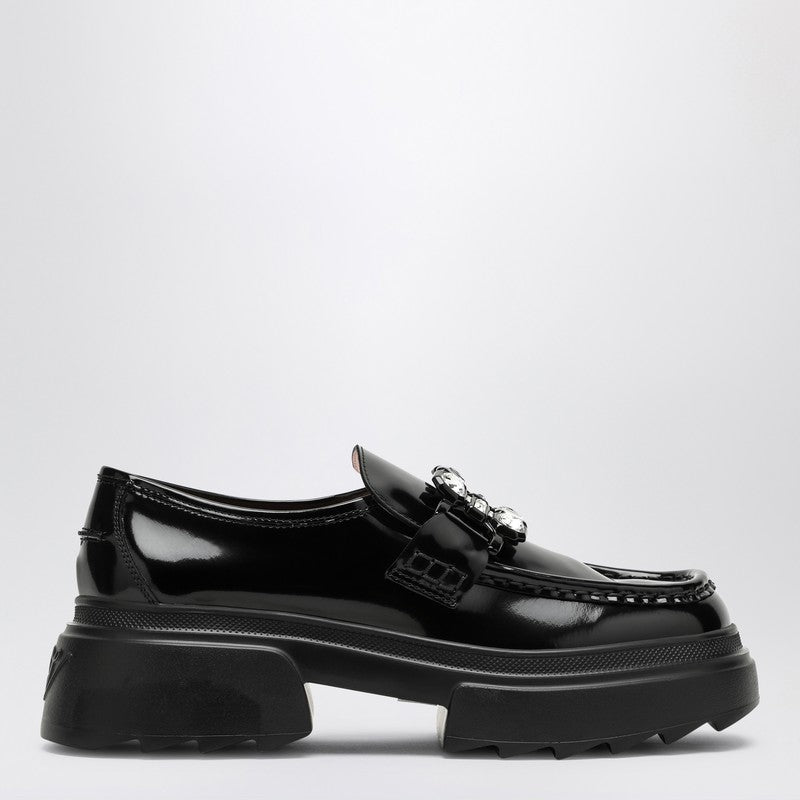 Wallaviv Black Patent Leather Platform Loafer