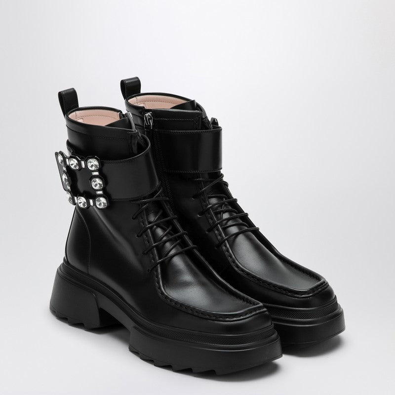 Black Leather Lace-up Boot