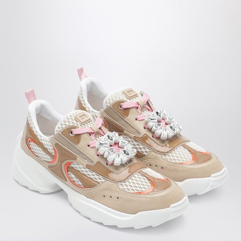Viv’ on the Run beige/white leather and fabric sneaker