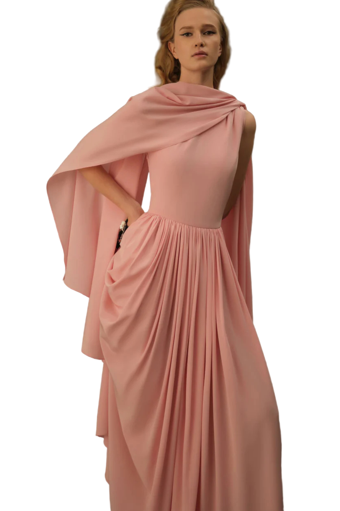 ROCCO DRESS IN SOFT PINK SILK CREPE DE CHINE