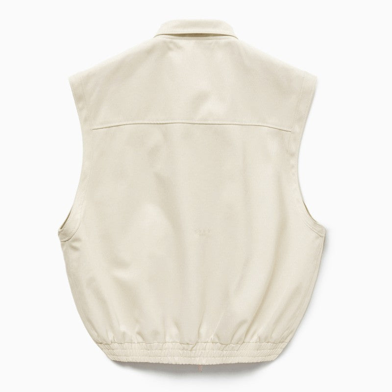 Light Cream Gabardine Zip Up Vest