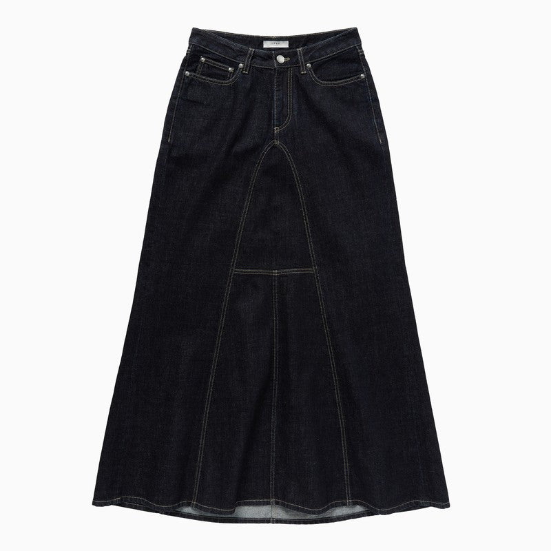 Long Denim Skirt Dark Blue