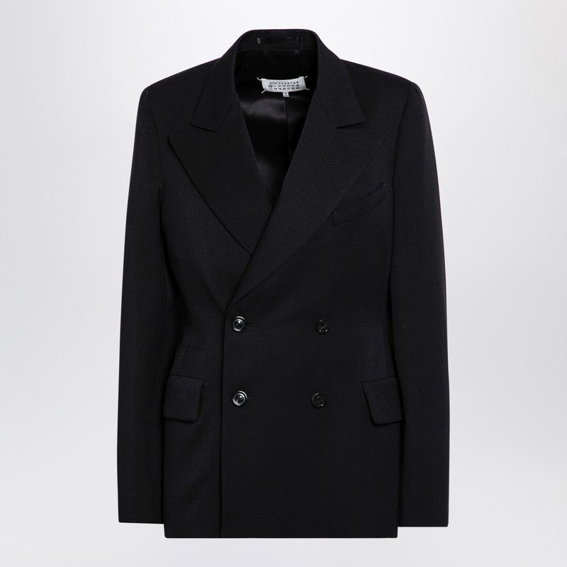 Black Double-Breasted Jacket In Wool