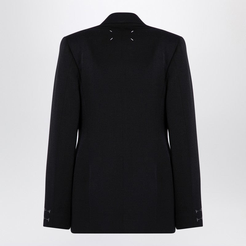 Black Double-Breasted Jacket In Wool