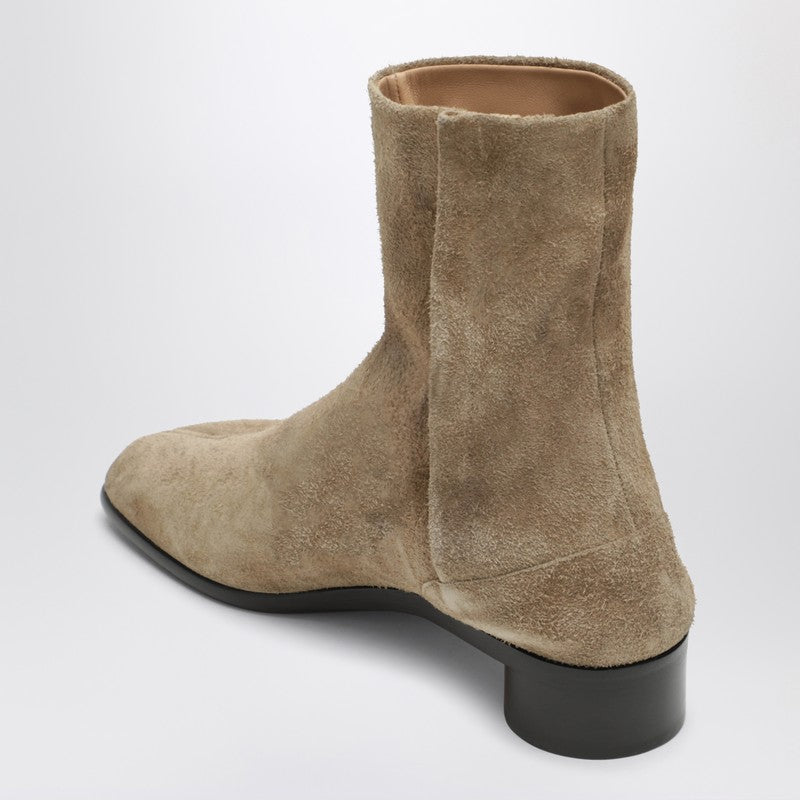 Beige suede Tabi ankle boots