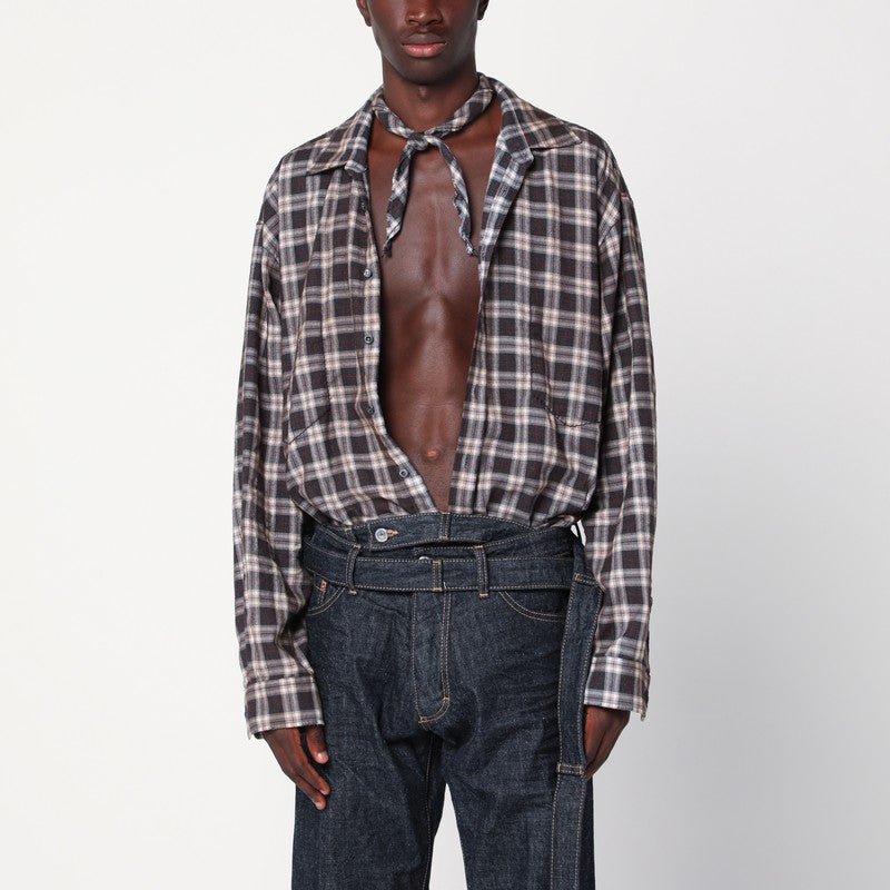 Charcoal cotton checked shirt