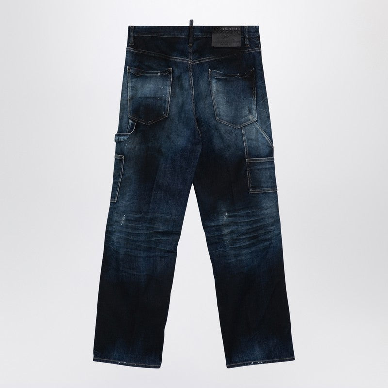 Navy Blue Jeans In Washed Denim