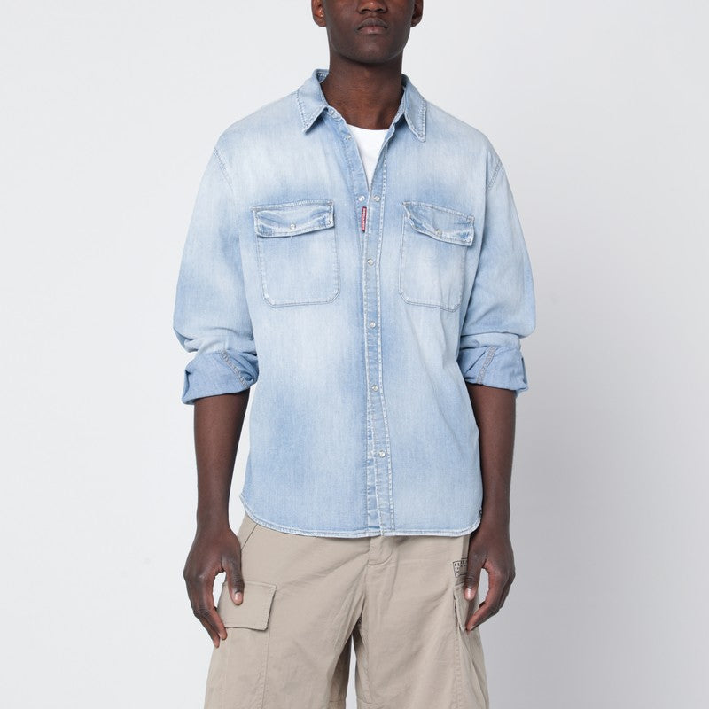 Light blue washed denim shirt
