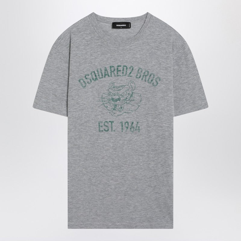 Grey Mélange T-shirt With Logo Print