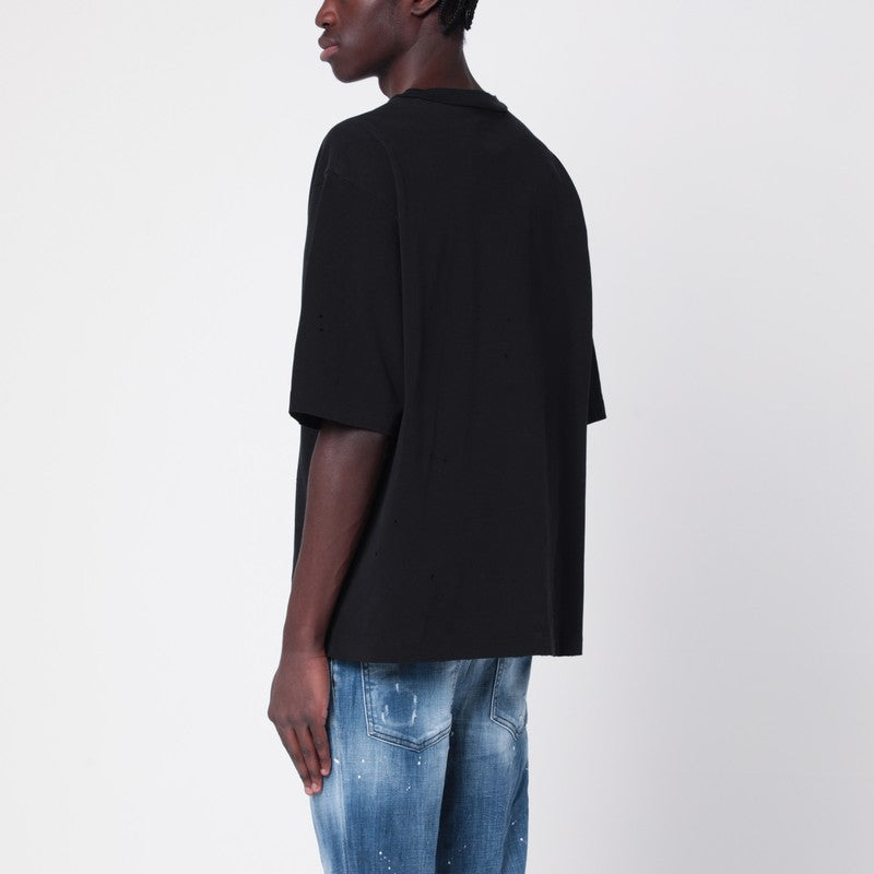 Black Cotton T-shirt With Logo