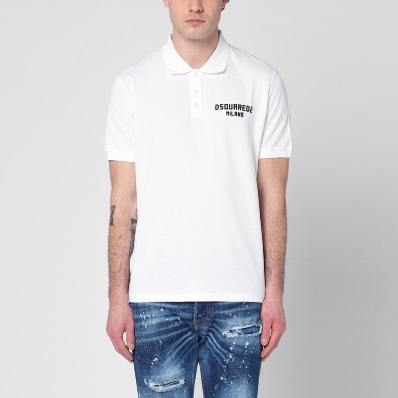 White Polo In Cotton With Logo